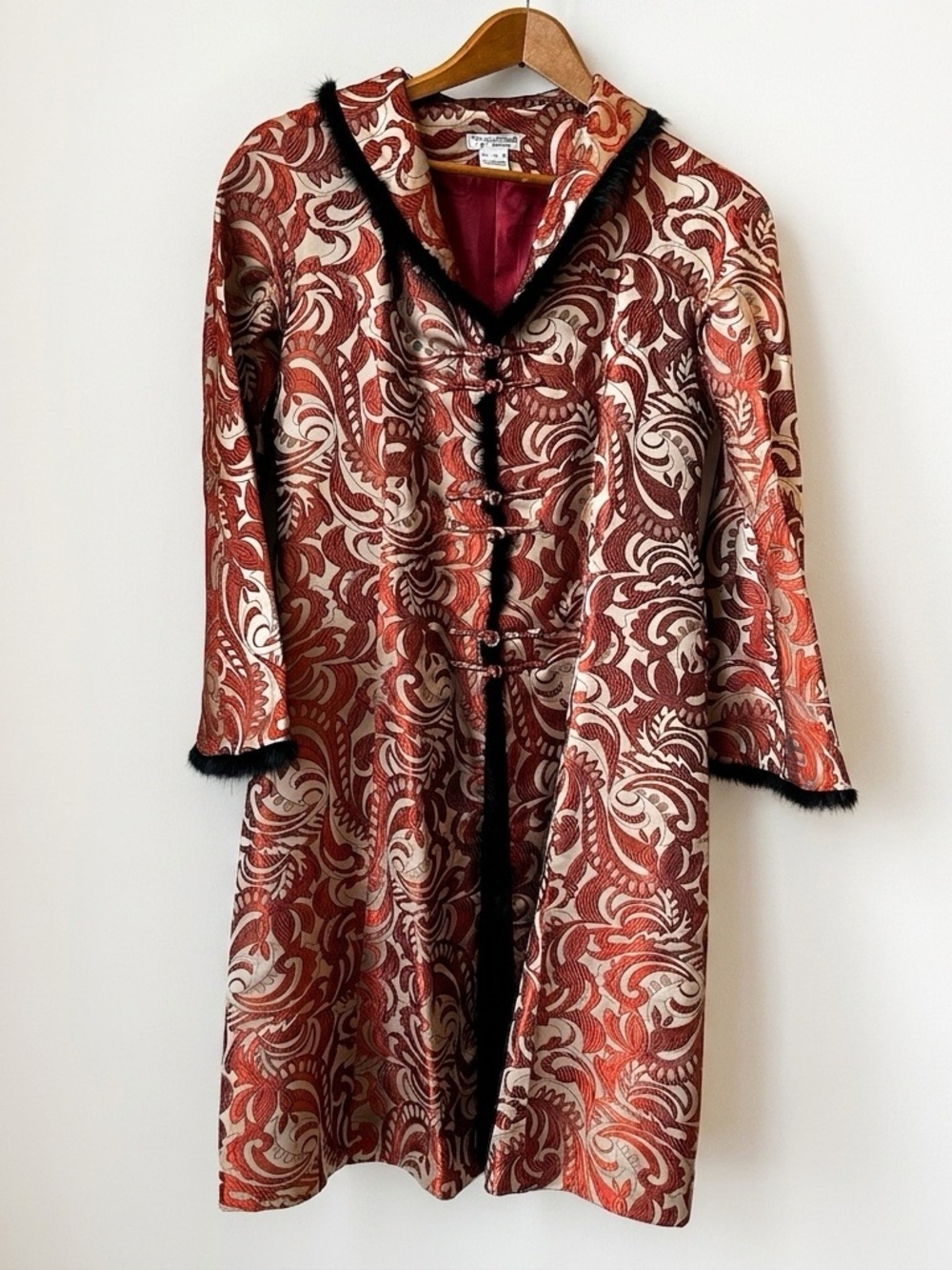 Brocade Mandarin Collar Jacket | Frog Closure | Vintage Glam Statement Piece